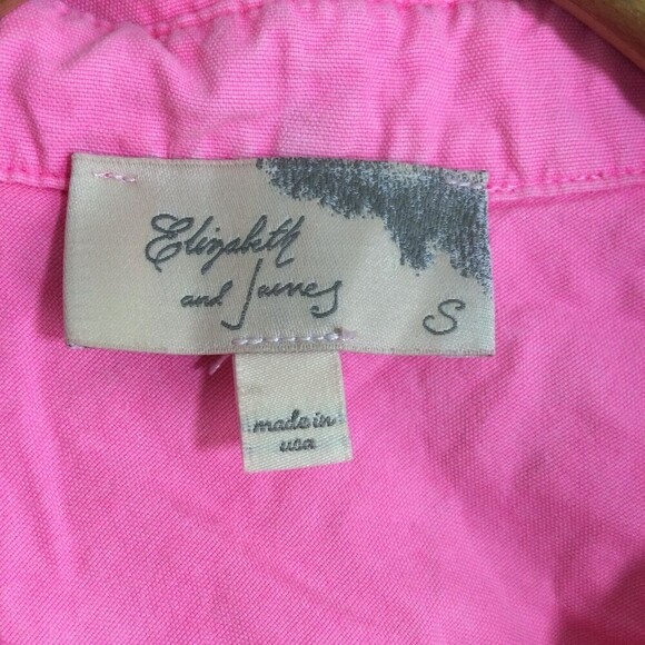 Elizabeth and James Cotton Button Up Zip Back Cohen Shirt Top Bright Pink Small - Picture 2 of 10